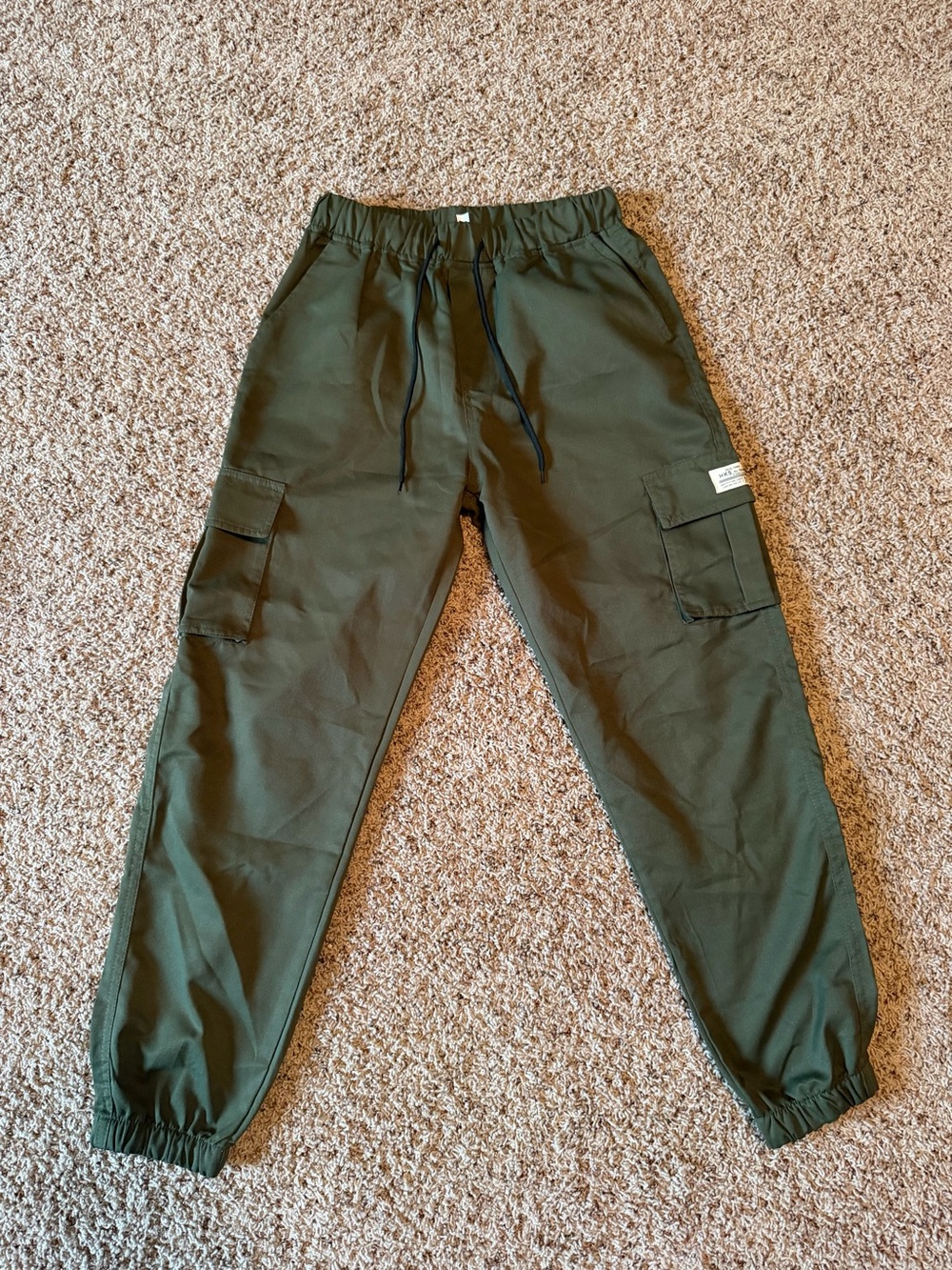 SHEIN Men’s XS Cargo Jogger Drawstring Pants 3p bundle Blue Green Beige - Picture 4 of 6
